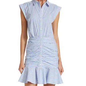 Veronica Beard Bell Button Down Ruched Shirt Dress